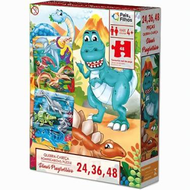 Imagem de Puzzle Progressivo Dinos 24, 32, 48 Peças - Pais e Filhos
