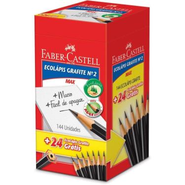 Imagem de Lápis Faber-Castell Ecolápis MAX N.2B Sextavado Madeira Reflorestada Certificada FSC Preto