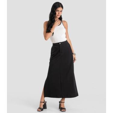 Imagem de Saia Feminina Longa Piquet Venora Dianna Preto, G, Preto