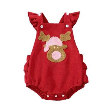 Imagem de Macacão De Corduroy Com Estampa De Cervo Para Bebê Menina, Bordado Com