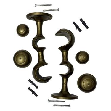 Imagem de Par Suporte Duplo Reforçado Para Varão De Cortina 28mm E 19mm Com Pont