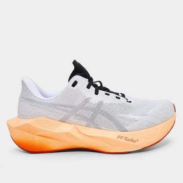 Imagem de Tênis Asics Novablast 6 Masculino, Branco, Laranja, 43