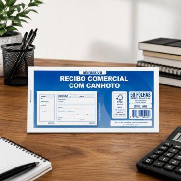 Imagem de Bloco Controle De Recibo 50 Folhas -Azul - ANIMATIVA