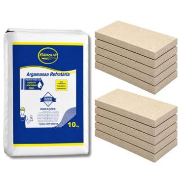 Imagem de Kit Argamassa Refratária 10kg + 10 Placas Refratárias 20mm - LAURINDOS