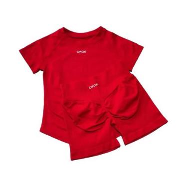 Imagem de Conjunto Esportivo Feminino De Secagem Rápida Sem Costura 2 Peças: Top