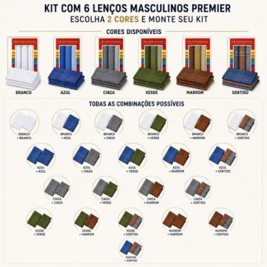 Imagem de Kit 6 Lenço de Bolso 100% Algodão 32 x 32 Premier, Marrom, Sortido
