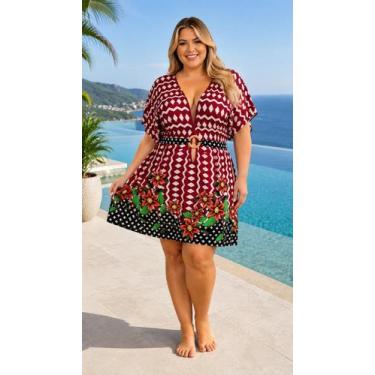 Imagem de Saída De Praia Plus Size CANGA liganete Argola tam 46 ao 60 Cor:Vermel