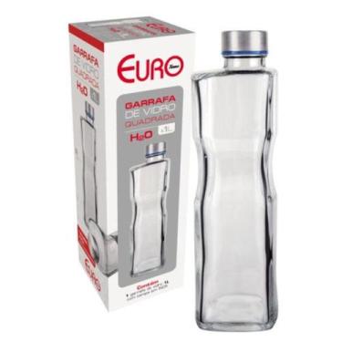 Imagem de Garrafa de Vidro H2O 1 Litro Quadrada Euro Home