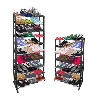 Imagem de Sapateira vertical desmontavel gigante para 30 pares de sapatos organizadora com 10 prateleiras