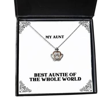 Imagem de SpreadPassion Presentes brilhantes para tia, melhor tia do mundo inteiro, colar com pingente de coroa com ideia única para sobrinha