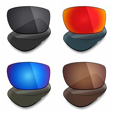 Imagem de Mryok 4 pares de lentes polarizadas de substituição para óculos de sol Oakley Canteen 2014 – Stealth preto/vermelho fogo/azul gelo/marrom bronze