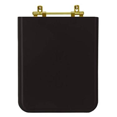 Imagem de Assento Sanitario Poliester Square Preto para vaso Incepa com Ferragem Dourada