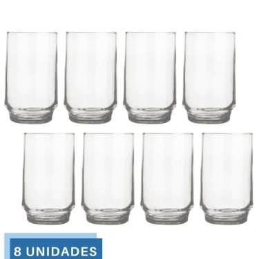 Imagem de Jogo 8 Copos 300ml Vidro Lights Suco Agua Transparente Nadir