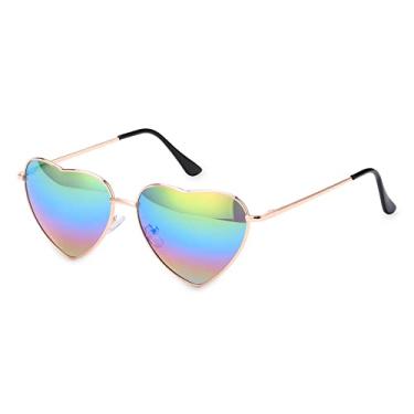 Imagem de Óculos de sol com armação de metal moda feminina vestido extravagante retrô em forma de coração com lente gradiente óculos de sol uv 400 ao ar livre, c08, china