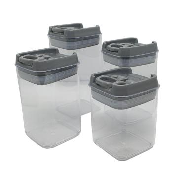 Imagem de Jogo 4 Potes Herméticos Para Mantimentos Com Tampa Á Vácuo