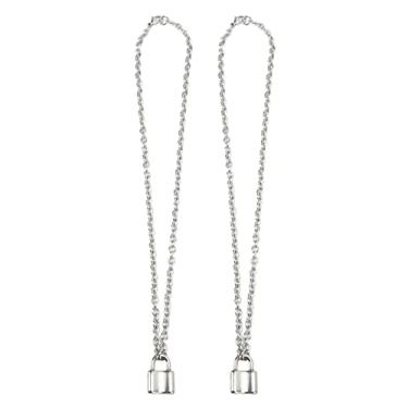 Imagem de Colar de cadeado,2 pe?as 50 cm cadeado de corrente, colar de a?o inoxid¨¢vel antial¨¦rgico para casais amantes homens mulheres presentes, Colar de medalh?o colares formais para mulheres banhados a