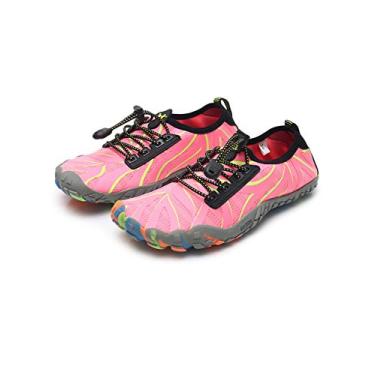 Imagem de Bestgift Men/Women's Wide Toe Minimalist Trail Running Shoes Pink Streak 38