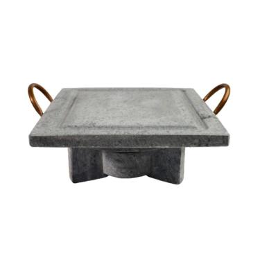 Imagem de Fogareiro Réchaud G e Chapa Quadrada 25x25cm Pedra Sabão