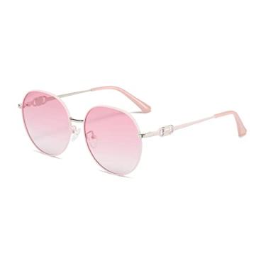 Imagem de Óculos de Sol Feminino Moda Óculos Exterior Polarizado Óculos de Sol Masculino UV400 Moldura Oval de Metal, 4. Gradiente rosa, segue a imagem