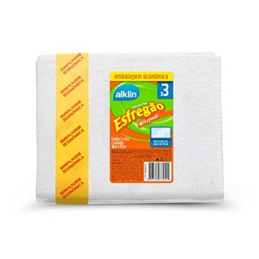 Imagem de Pano Chão Esfregão Alvejado 40 X 67 Com 3 Unidades, Alklin