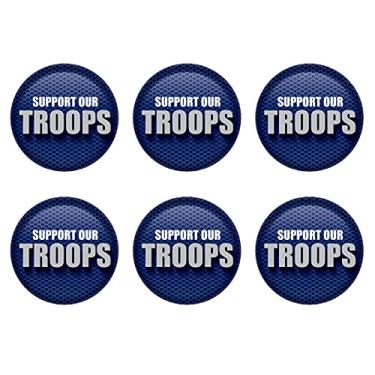 Imagem de Beistle 6 peças suportam nossos pinos de crachá com botão de pino para 4 de julho decorações patrióticas materiais e lembrancinhas para festa do dia da independência, 5 cm, azul/branco/cinza