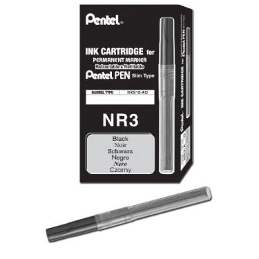 Imagem de Pentel Refil de tinta para marcadores permanentes, tinta preta, caixa com 12 (NR3-A)