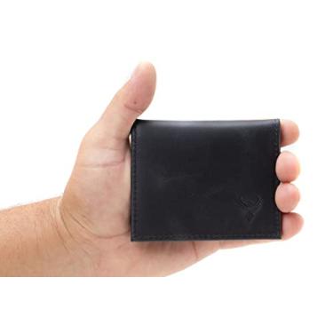 Imagem de Carteira masculina em couro legitimo porta cartão modelo em L sem plástico (fóssil preta)