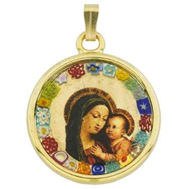 Imagem de GlassOfVenice Murano Glass Madonna And Child Millefiori Pingente
