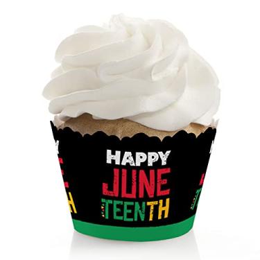 Imagem de Big Dot of Happiness Happy Juneteenth - Decorações de festa do Dia da Liberdade - Embalagens de cupcake de festa - Conjunto de 12