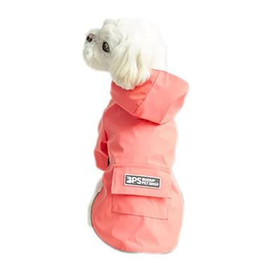 Imagem de Capa de chuva com capuz para cachorro leve à prova d'água à prova de vento jaqueta de chuva respirável ao ar livre poncho refletivo para cães pequenos grandes, rosa, 3GG (peito: 60cm)
