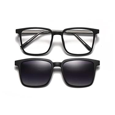 Imagem de Clássico retrô polarizado clipe em óculos de sol femininos grandes quadrados pretos de luxo óculos de sol de condução para homens, cinza preto, polarizado