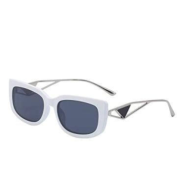 Imagem de Óculos de sol femininos de luxo abertos templos de metal quadrados óculos de sol masculinos femininos uv400 retrô tons pretos, preto branco c9, tamanho único