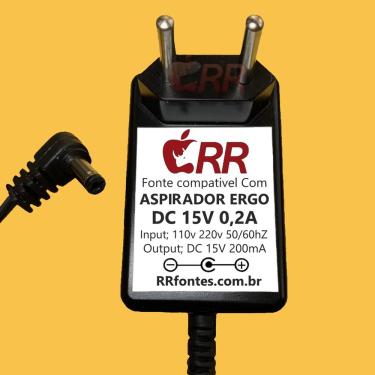 Imagem de Fonte Carregador dc 15V 200mA Para Aspirador Electrolux Ergo-5 Ergo-6