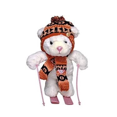 Imagem de Urso de Pelúcia Esqui com Touca Laranja 31cm