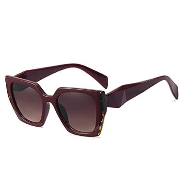 Imagem de Óculos de sol quadrados de polígono irregular de luxo para mulheres vintage gradiente olho de gato óculos de sol feminino tons de leopardo, 5, tamanho único