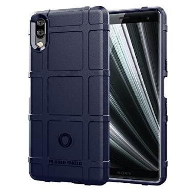 Imagem de Caso de capa de telefone de proteção Capa de silicone à prova de choque à prova de choque de silicone Sony Xperia L3, tampa do protetor com forro fosco (Color : Dark Blue)