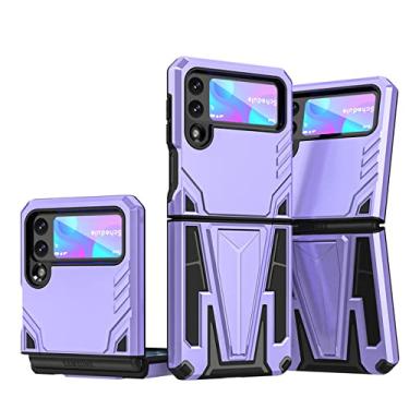 Imagem de Estojo dobrável magnético Kickstand para Samsung Galaxy Z Flip 3 Flip4 Flip 4 5G Flip3 Capa de bolsa de telefone com proteção contra quedas Funda Coque, roxo, para galaxy Z flip 3