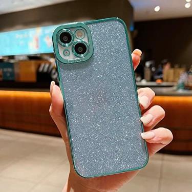 Imagem de Estojo de luxo Bling Glitter Plating para iPhone 13 Pro Max 12 11 X XR XS 8 7 Plus 6 6S SE 2020 2022 Capa de silicone macio à prova de choque, verde claro, para iPhone 12 Pro