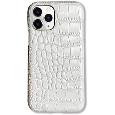 Imagem de HOUCY Capa protetora de telefone vintage, capa traseira de telefone de couro com padrão de crocodilo branco para iPhone 11, iPhone 11 Pro (tamanho: IPhone11Pro)