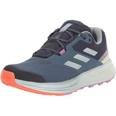 Imagem de adidas Tênis de corrida feminino Terrex Two Flow Trail, Aço Maravilha/Cinza Mágico Met/Pulse Lilás, 11
