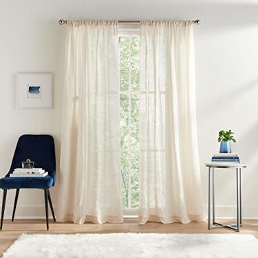 Imagem de Tommy Hilfiger Cortinas – risca – 2 painéis – 50 x 108 polegadas – bolso para varão – cortinas transparentes para janela para sala de estar quarto – par de painéis, 274 cm, linho