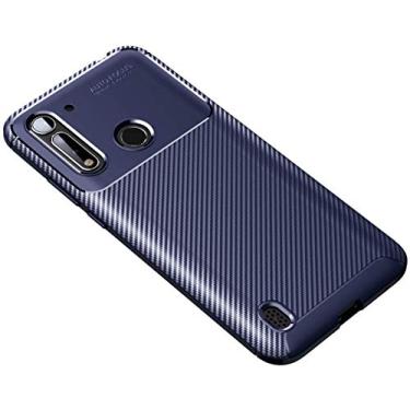 Imagem de Capa Capinha Anti Impacto Para Motorola Moto G8 Power Lite com Tela de 6.5" Polegadas Case Com Desenho Fibra De Carbono Shock Queda - Danet (Azul Escuro)
