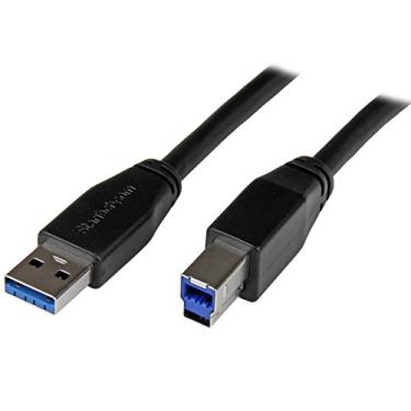 Imagem de StarTech. Cabo USB 3.0 (5 Gbps) para USB-A para USB-B com 5 m 15 pés ativo - M/M - Cabo USB A para B - USB 3.2 Gen 1 (USB3SAB5M)