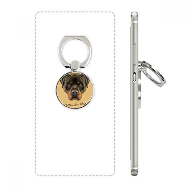Imagem de Suporte de anel de telefone preto para animal de estimação Rottweiler feroz com laço ajustável