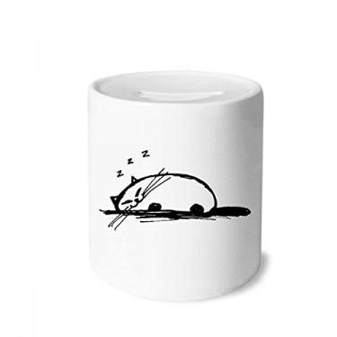 Imagem de DIYthinker Caixa de dinheiro encaracolada com desenho de gato pesado caixa de cerâmica porta-moedas presente de cofrinho