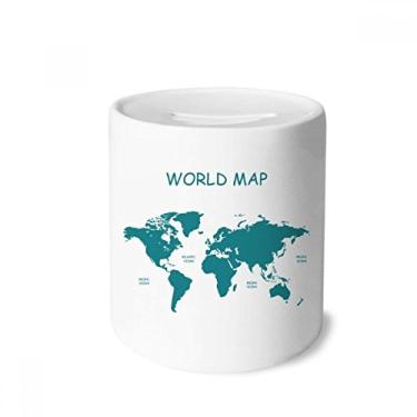 Imagem de Mapa-múndi continente caixa de dinheiro caixa de cerâmica porta-moedas presente de cofrinho