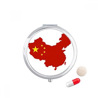 Imagem de Caixa de comprimidos feita no mapa da China com a bandeira nacional de bolso e remédios