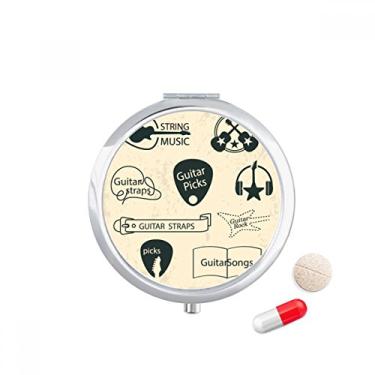 Imagem de Estojo de comprimidos com padrão de instrumento musical para violão, caixa de armazenamento de medicamentos, dispensador