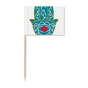 Imagem de Estampa do Egito Mão com Olho Vermelho Estampa Artística Bandeiras de Palito de Dente, Topo de Decoração de Festa