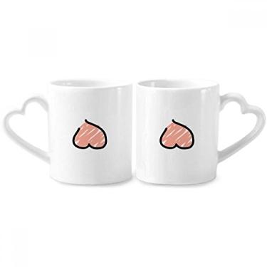 Imagem de Just Peach Conjunto de canecas de porcelana para casal desenho rosa engraçado com alça de coração